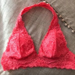 Bright pink halter bralette